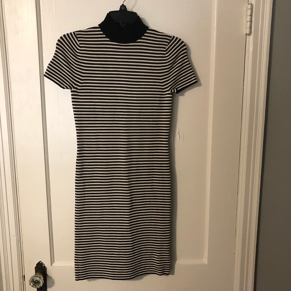 Michael Kors Striped Mock Neck Dress